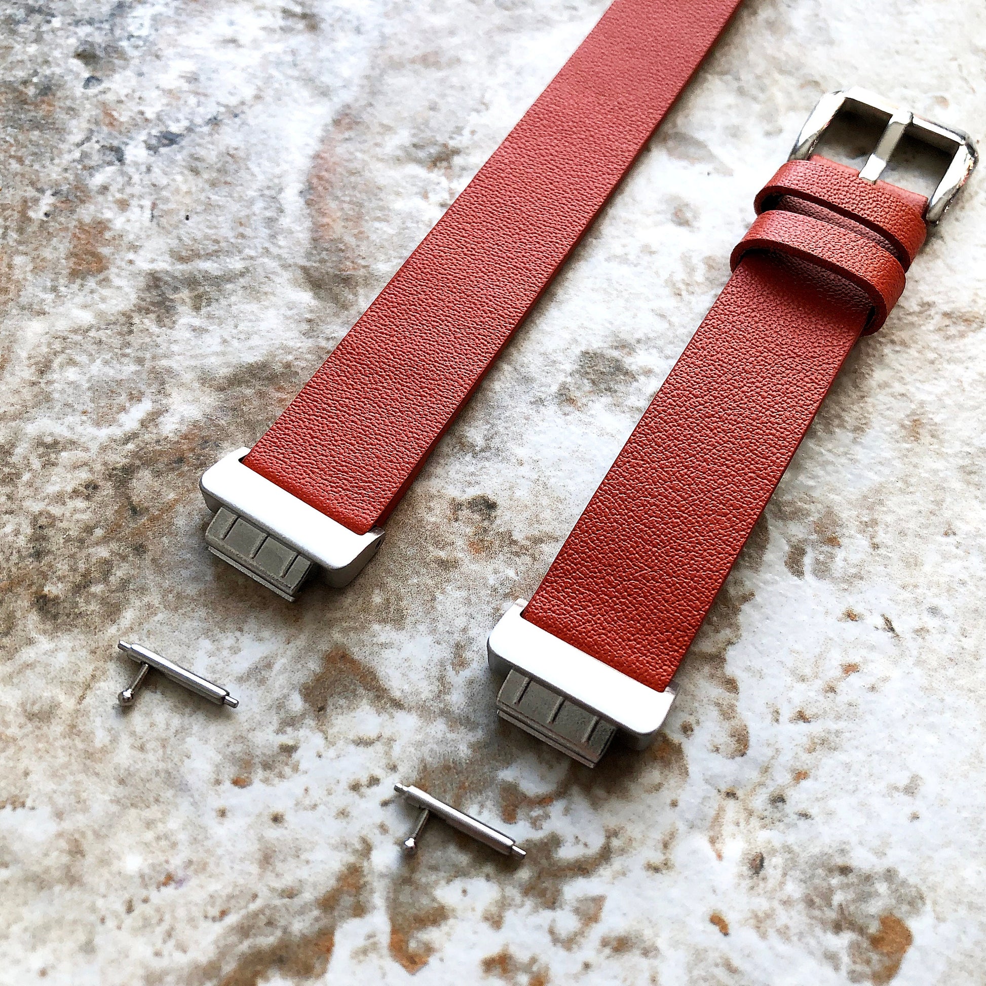 Fitbit Inspire HR and 2 Orange Soft Leather Band Strap for Fitness Tracker Wristband Wrap Bracelet Quick Release Silver Black Rose Gold