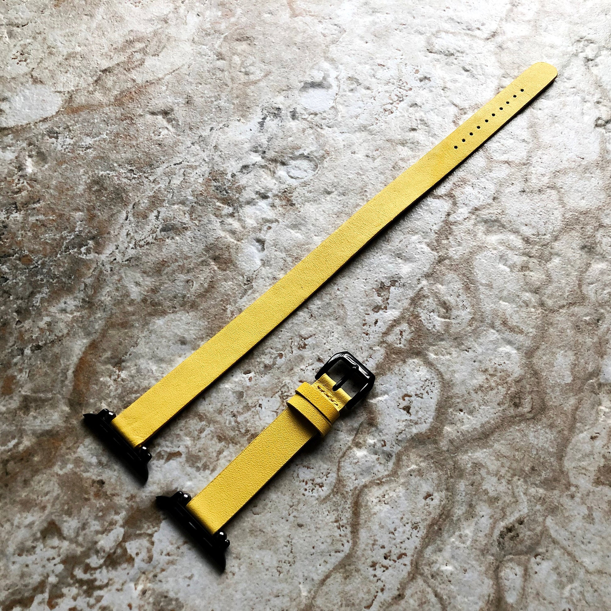 Apple Yellow Double Wrap Around Wrist Leather Band for iWatch Ultra 2 9 8 7 SE 6 5 4 3 2 1 38mm 40mm 41mm 42mm 44mm 45mm 49mm Twice Strap