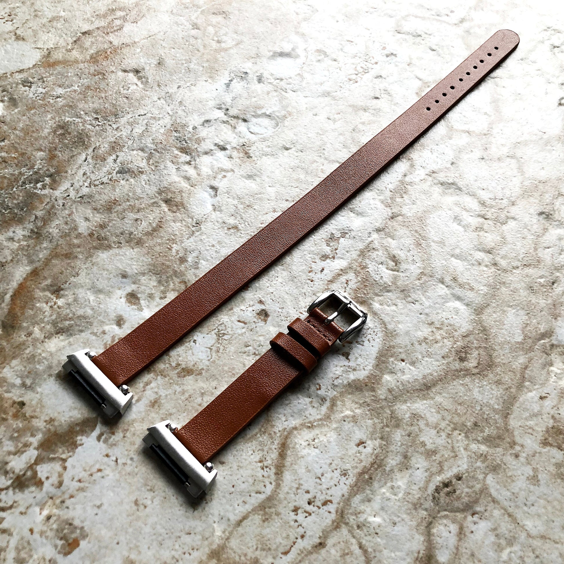 Fitbit Ionic Brown Soft Band for Double Wrap Around Wrist Eco Vegan Leather Watch Strap Twice Bracelet SB in Silver Rose Gold Black Finish