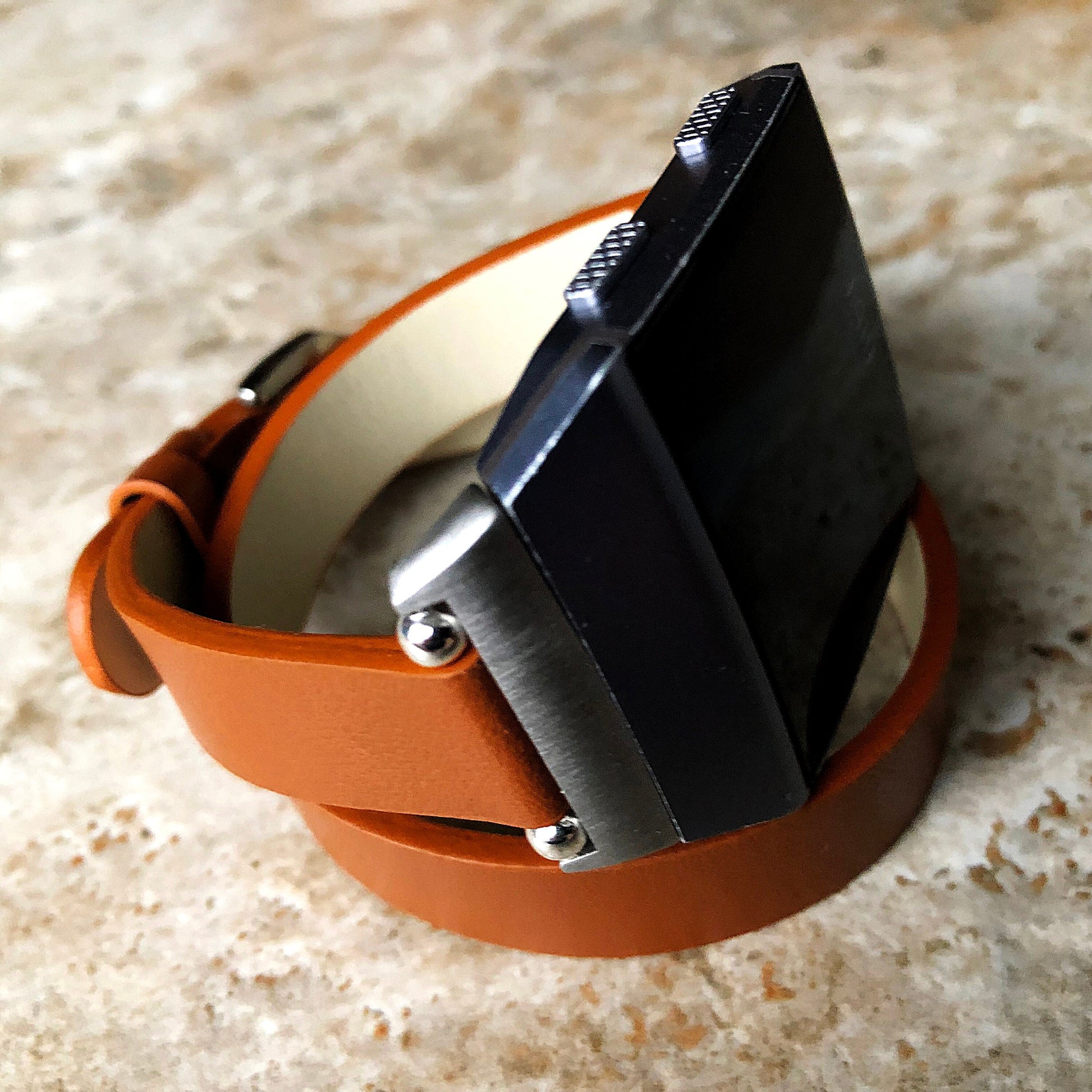 Fitbit Ionic Brown Soft Band for Double Wrap Around Wrist Eco Vegan Leather Watch Strap Twice Bracelet SB in Silver Rose Gold Black Finish