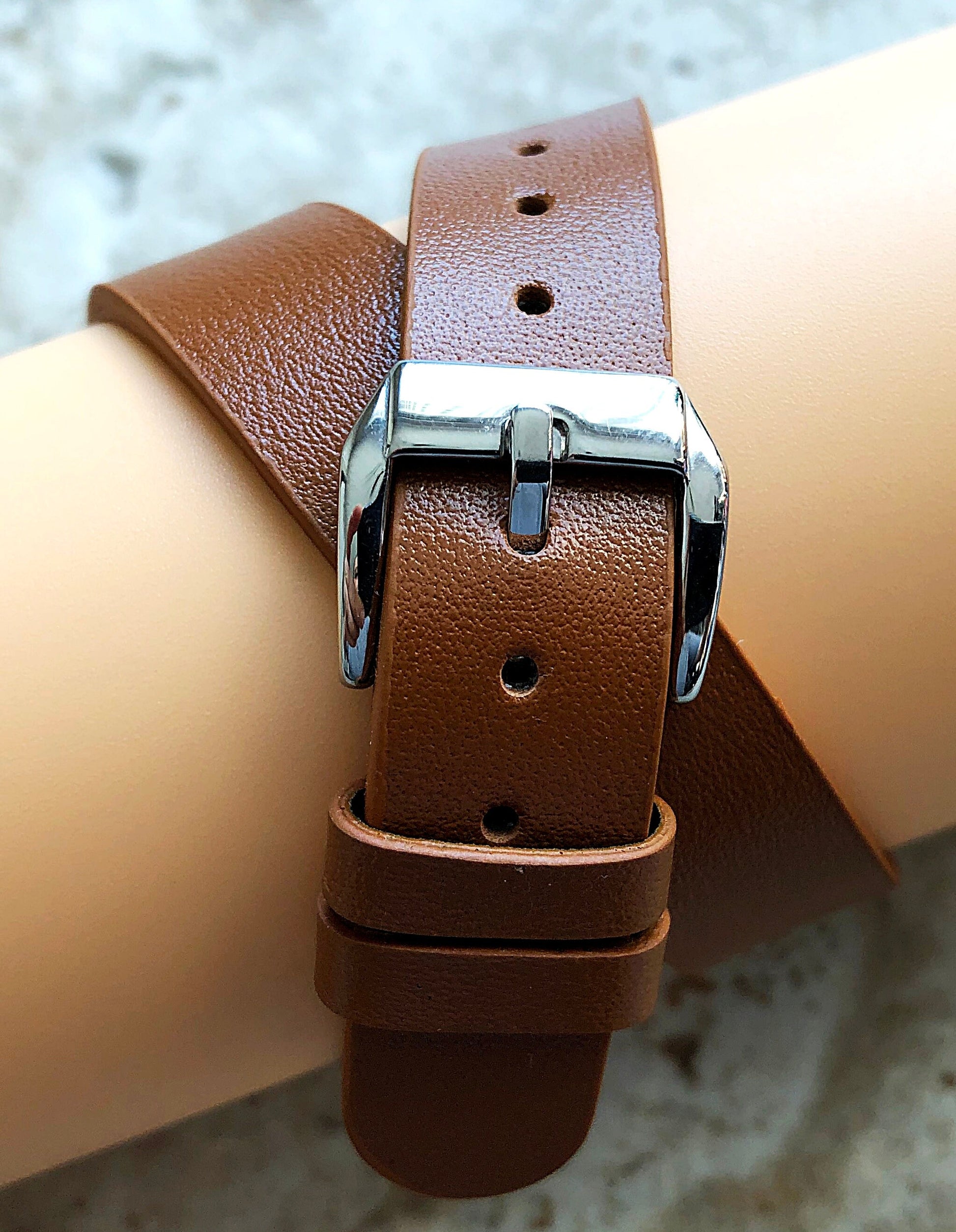 Fitbit Ionic Brown Soft Band for Double Wrap Around Wrist Eco Vegan Leather Watch Strap Twice Bracelet SB in Silver Rose Gold Black Finish