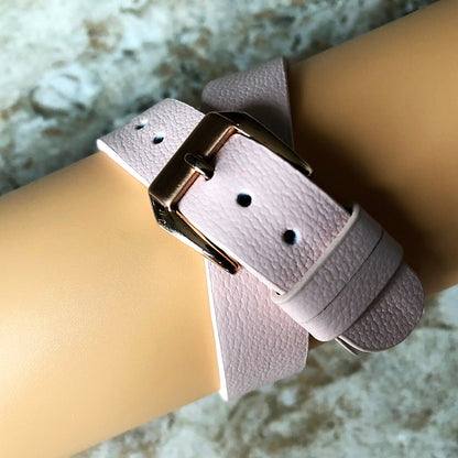 Fitbit Ionic Pink Soft Band for Double Wrap Around Wrist Eco Vegan Leather Watch Strap Twice Bracelet SB in Silver Rose Gold Black Finish