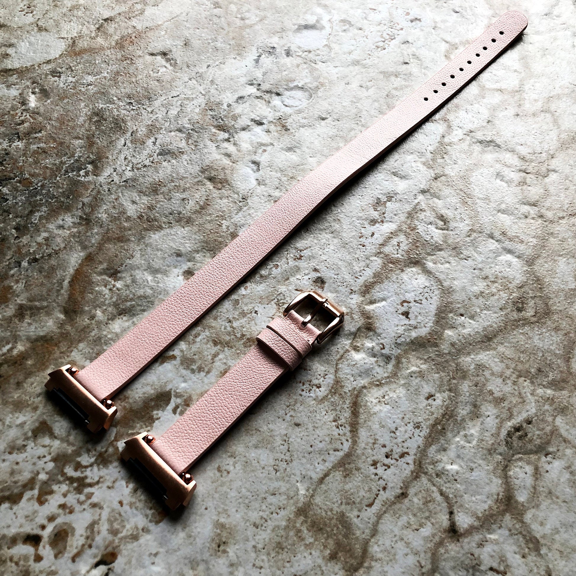 Fitbit Ionic Pink Soft Band for Double Wrap Around Wrist Eco Vegan Leather Watch Strap Twice Bracelet SB in Silver Rose Gold Black Finish