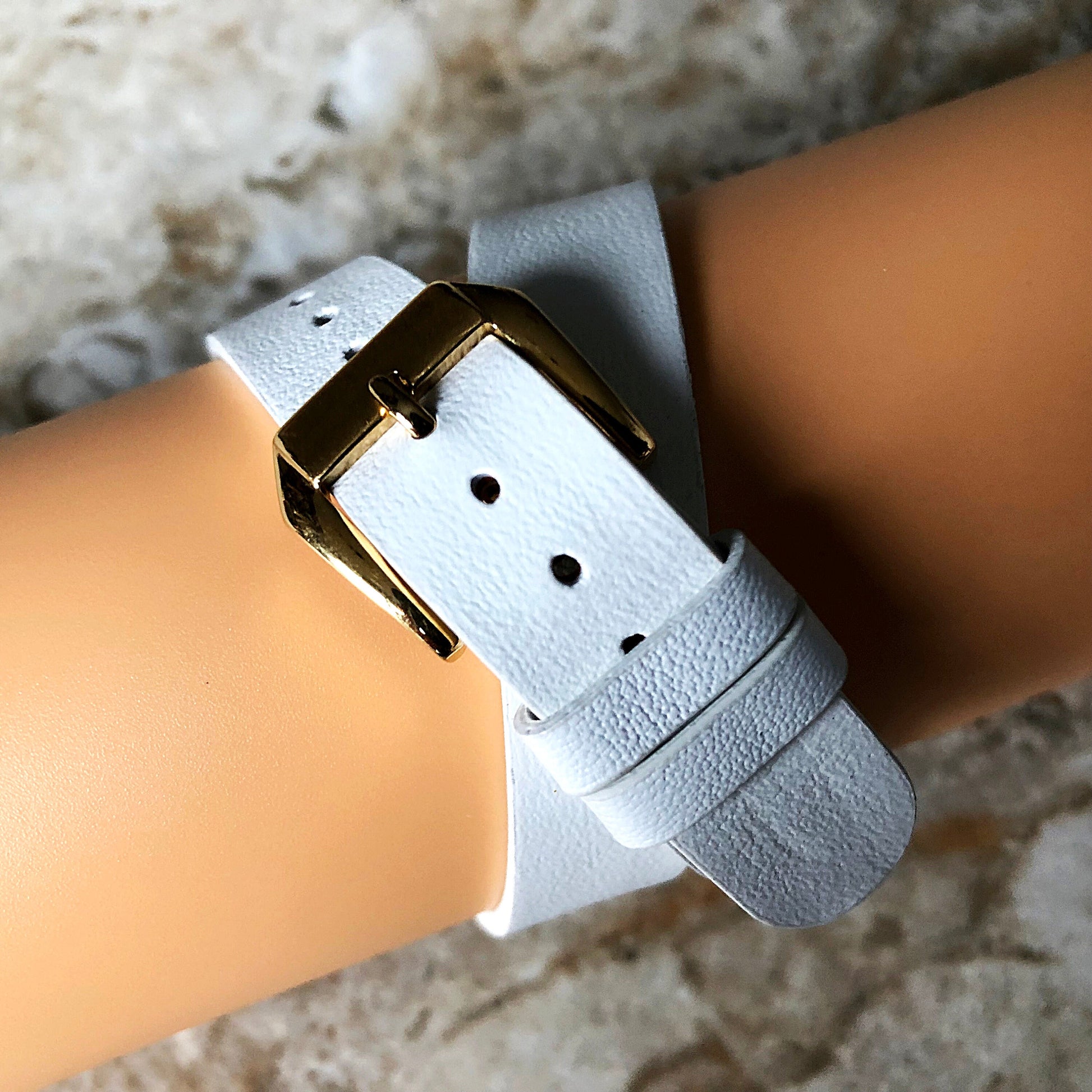 Fitbit Ionic White Soft Band for Double Wrap Around Wrist Eco Vegan Leather Watch Strap Twice Bracelet SB in Silver Rose Gold Black Finish