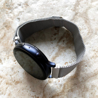 Garmin Silver Color Band Compatible for Vivomove 3, HR, Trend Luxe Sport Style Models Stainless Steel Milanese Mesh Quick Release - B20