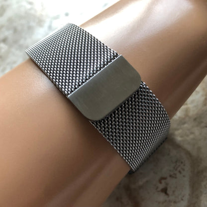 Silver Color Band Compatible with Garmin D2 Air X10 Venu 2 Plus Venu Sq 2 Music Smartwatch Stainless Steel Milanese Mesh Quick Release -B20
