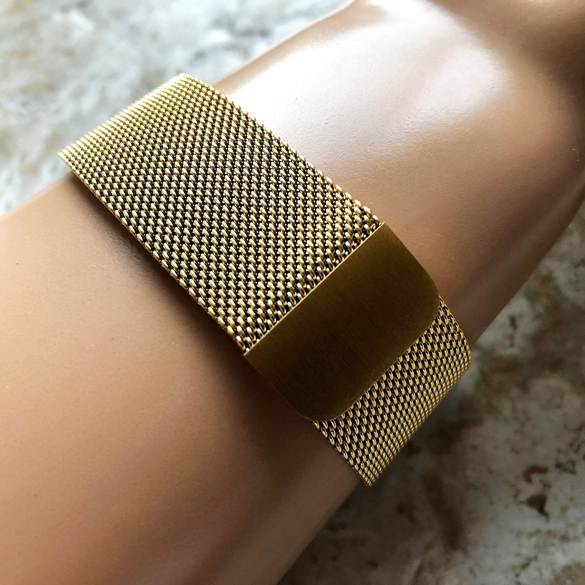 Garmin Gold Color Band Compatible for Vivomove 3, HR, Trend Luxe Sport Style Models Stainless Steel Milanese Mesh Quick Release - B20