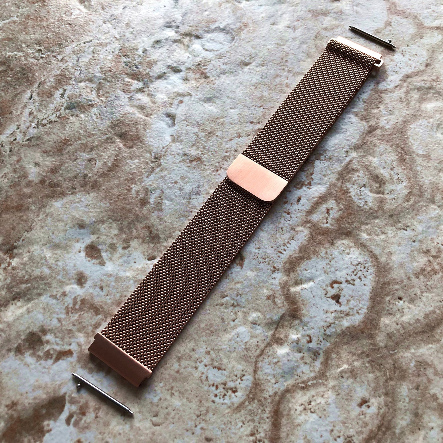 Rose Gold Color Band Compatible with Garmin D2 Air X10 Venu 2 Plus Venu Sq 2 Music Stainless Steel Milanese Mesh Strap Quick Release -B20