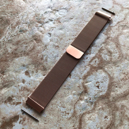 Garmin Rose Gold Color Band Compatible with Forerunner 55 165 245 645 Music Smartwatch Stainless Steel Milanese Mesh Quick Release - B20