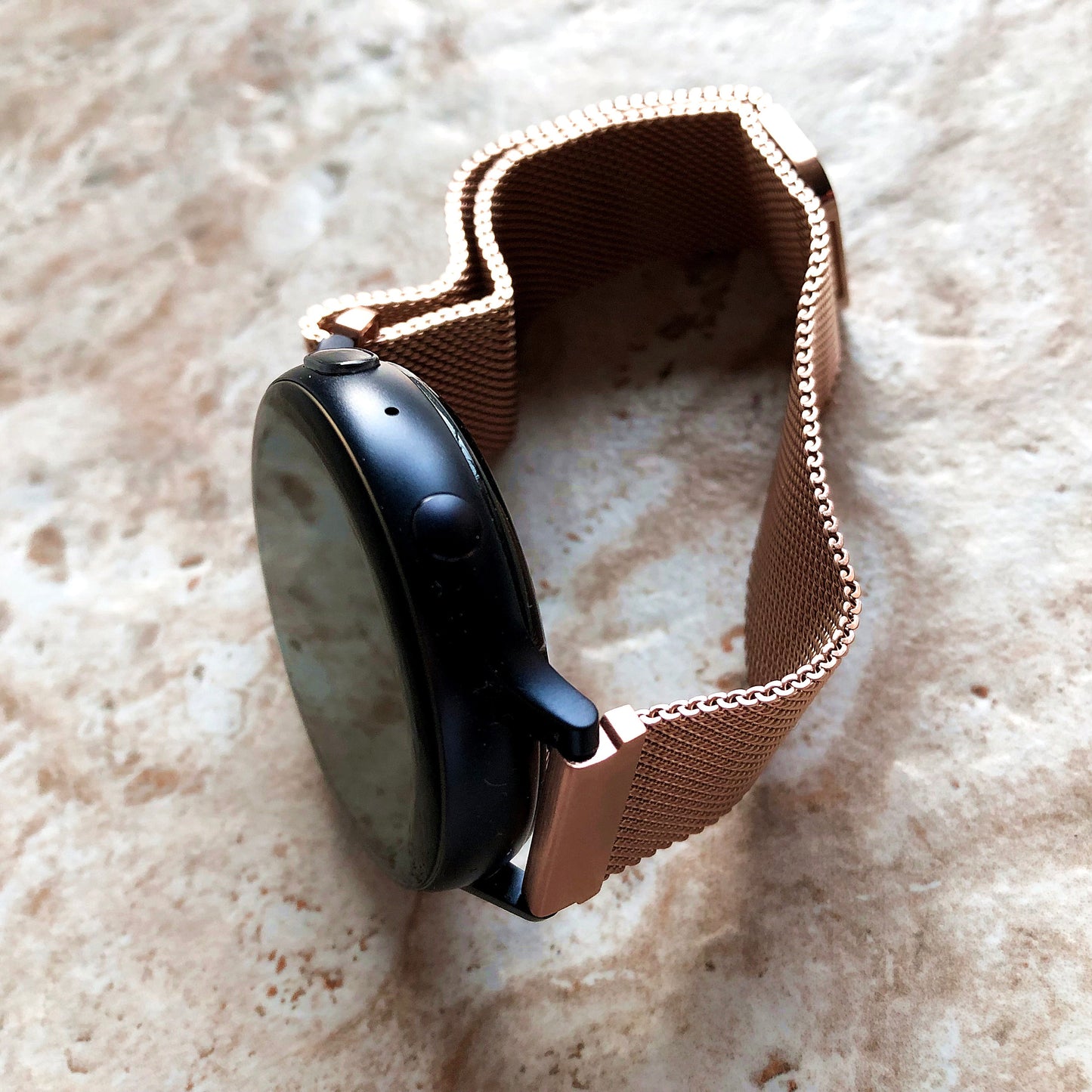 Rose Gold Color Band Compatible with Garmin D2 Air X10 Venu 2 Plus Venu Sq 2 Music Stainless Steel Milanese Mesh Strap Quick Release -B20
