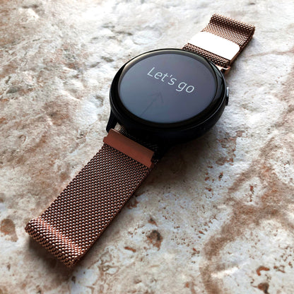 Garmin Rose Gold Color Band for Approach S12 S40 S42 CT10 Bundle Models Smartwatch Stainless Steel Milanese Mesh Quick Release - B20