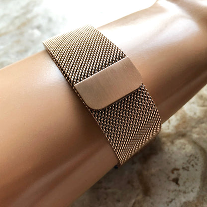 Rose Gold Color Band Compatible with Garmin D2 Air X10 Venu 2 Plus Venu Sq 2 Music Stainless Steel Milanese Mesh Strap Quick Release -B20
