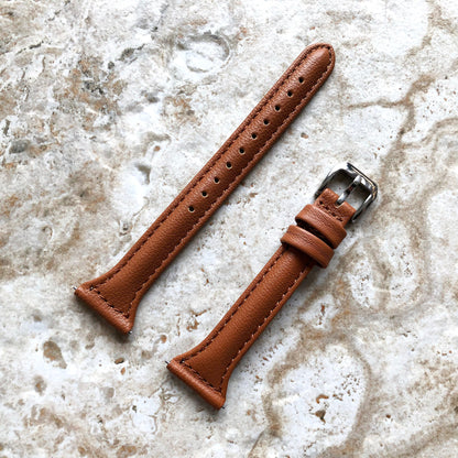 Garmin Brown Elegant Slim Band for Approach S12 S40 S42 CT10 Bundle Models Leather with Stitches Bracelet Cuff Strap Quick Release B20