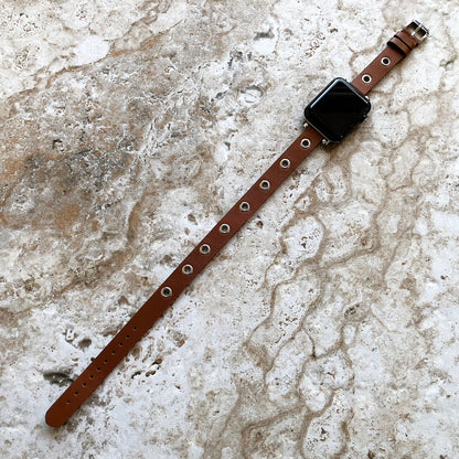 Apple Brown Double Wrap Band for iWatch All Series 38mm 40mm 41mm 42mm 44mm 45mm 49mm Case Twice Around Wrist Leather Bracelet Straps GM