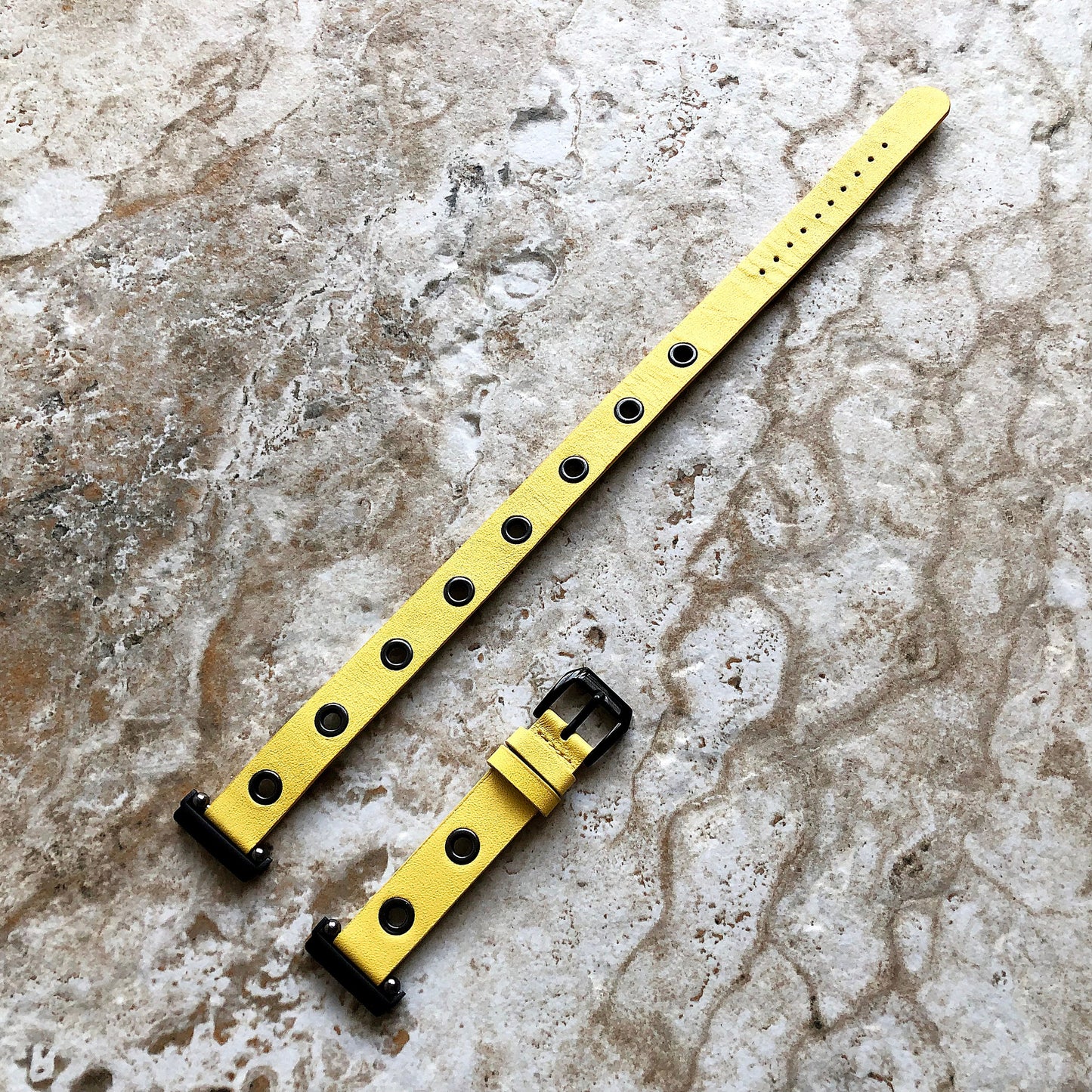 Fitbit Grommets Band for Versa 2 3 4 Sense 2 Yellow Eco Leather Watch Strap Double Wrap Around Wrist Bracelet Silver Rose Gold Black Buckle