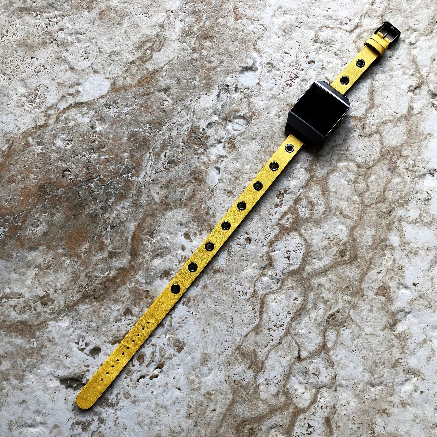 Fitbit Ionic Yellow Band for Double Wrap Around Wrist Soft Eco Vegan Leather Watch Strap Twice Bracelet SB in Silver Rose Gold Black Finish