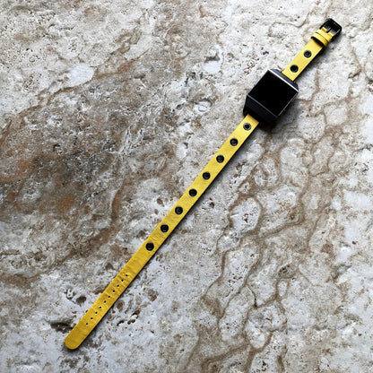Fitbit Ionic Yellow Band for Double Wrap Around Wrist Soft Eco Vegan Leather Watch Strap Twice Bracelet SB in Silver Rose Gold Black Finish