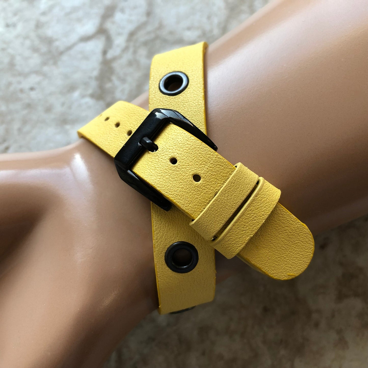 Fitbit Ionic Yellow Band for Double Wrap Around Wrist Soft Eco Vegan Leather Watch Strap Twice Bracelet SB in Silver Rose Gold Black Finish