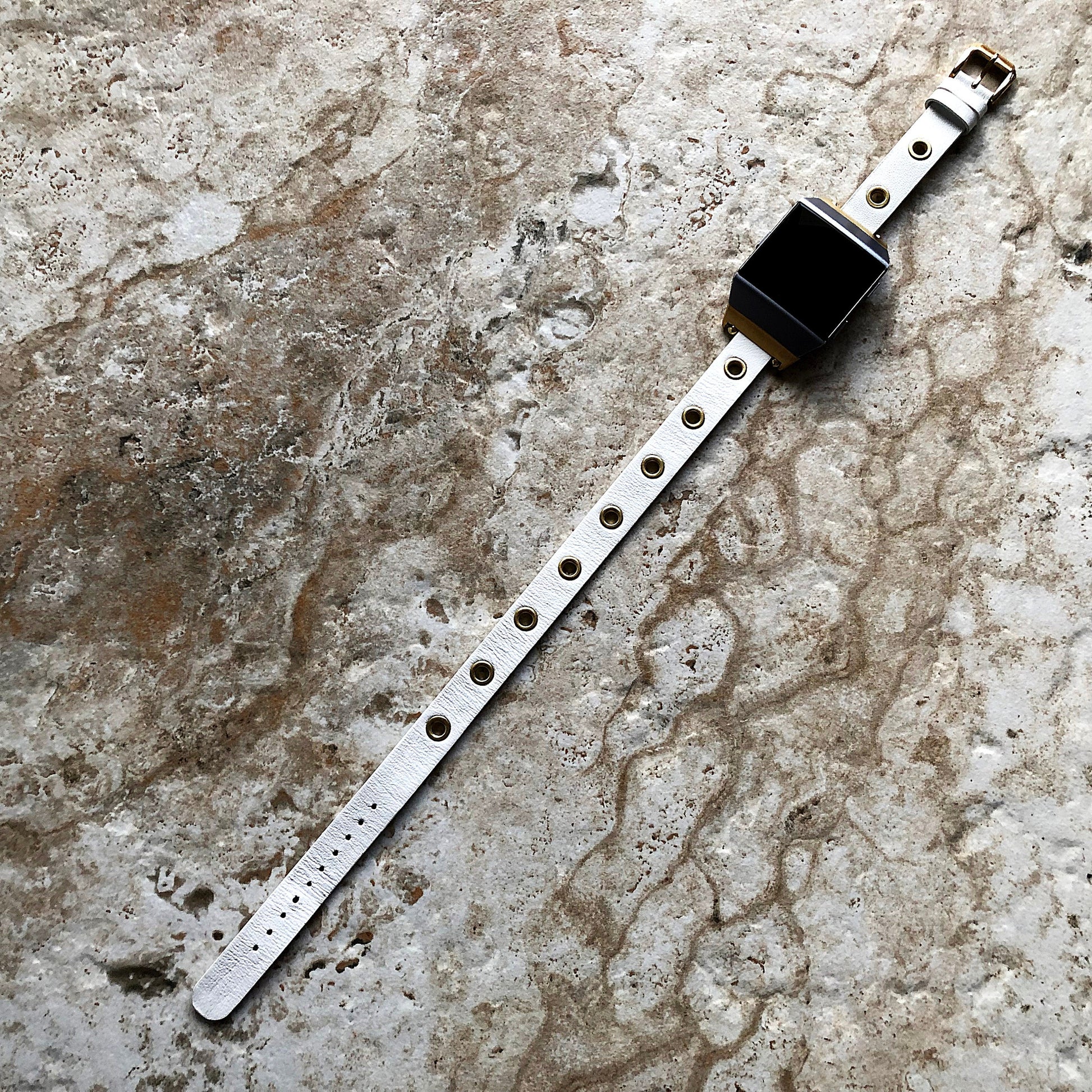 Fitbit Ionic White Band for Double Wrap Around Wrist Soft Eco Vegan Leather Watch Strap Twice Bracelet SB in Silver Rose Gold Black Finish