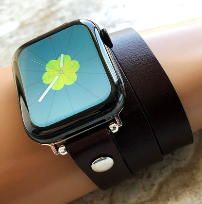 Apple Brown Color Triple Wrap Around Wrist Leather Elegant Band for Watch Ultra 2 49mm and 9 8 Series 41mm 45mm Case Handmade Bracelet Strap