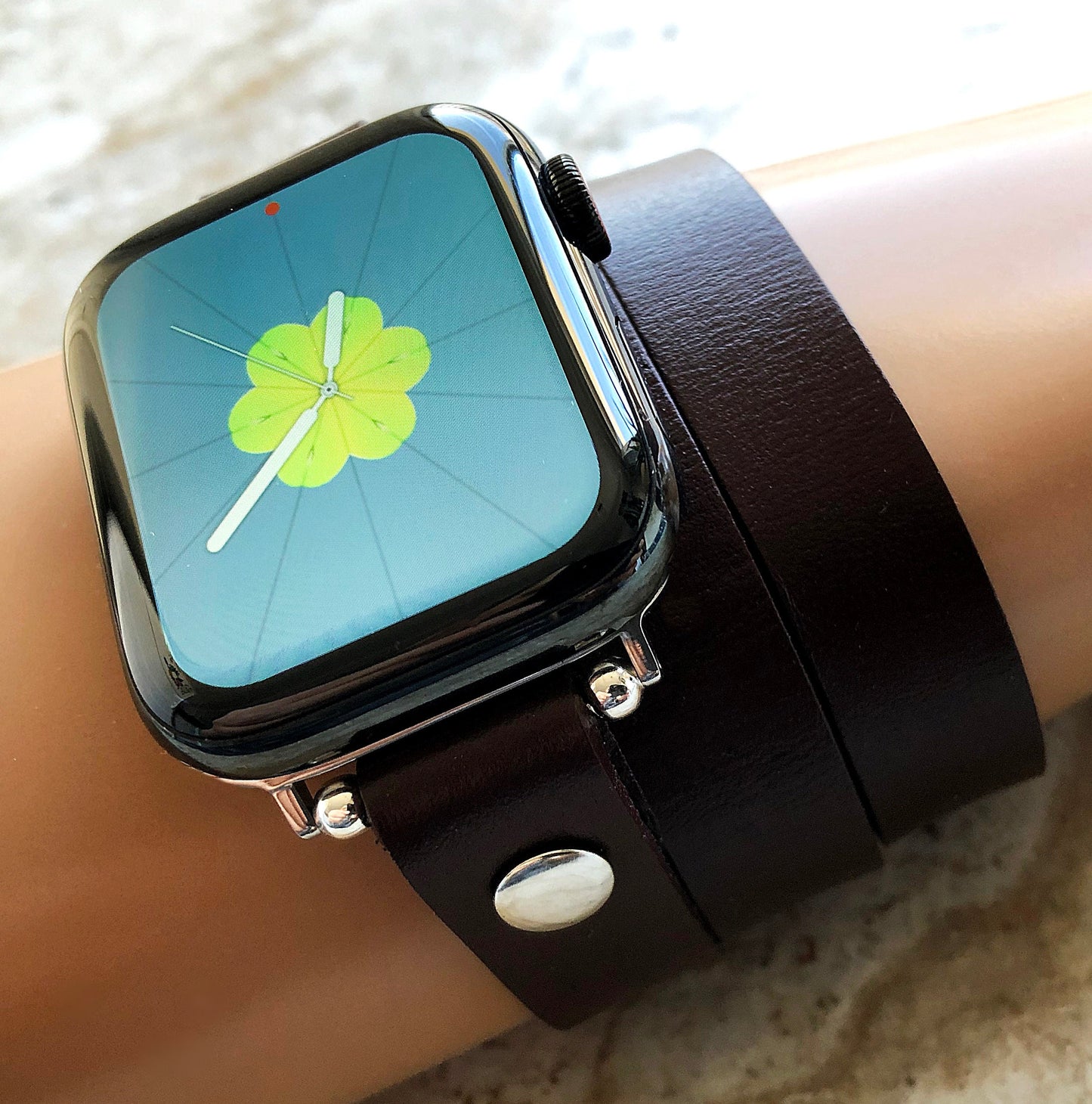 Apple Brown Color Triple Wrap Around Wrist Leather Elegant Band for iWatch All Series 38mm 40mm 41mm 42mm 44mm 45mm 49mm Bracelet Straps