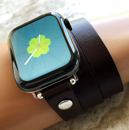 Apple Brown Color Triple Wrap Around Wrist Leather Elegant Band for iWatch All Series 38mm 40mm 41mm 42mm 44mm 45mm 49mm Bracelet Straps