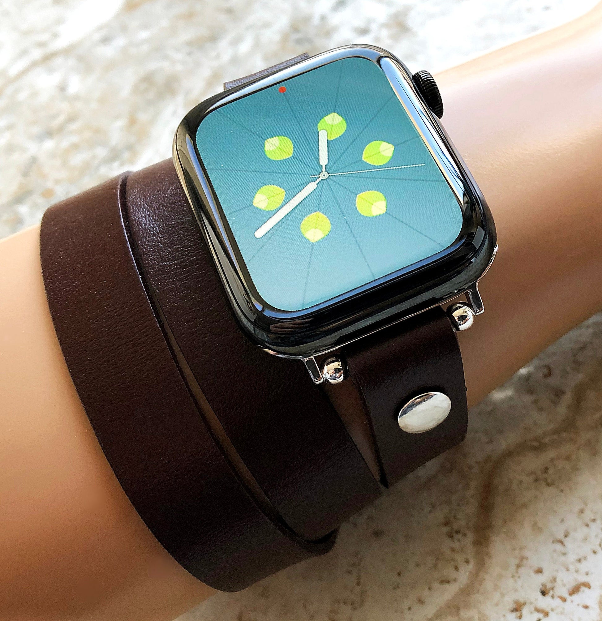 Apple Brown Color Triple Wrap Around Wrist Leather Elegant Band for iWatch All Series 38mm 40mm 41mm 42mm 44mm 45mm 49mm Bracelet Straps