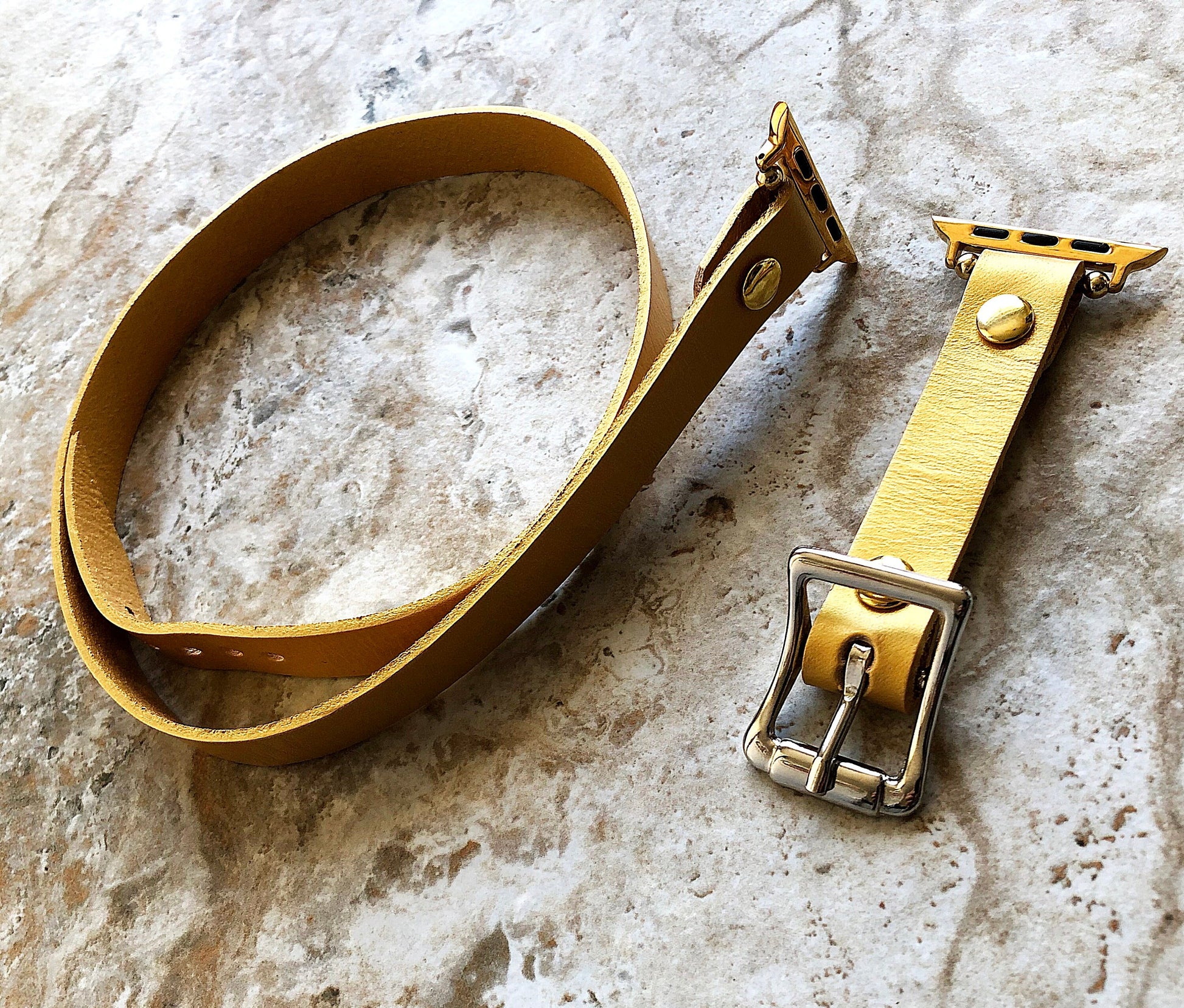 Apple Gold Color Triple Wrap Around Wrist Leather Band for iWatch Ultra 2 49mm and 9 8 Series 41mm 45mm Case Handmade Bracelet Strap
