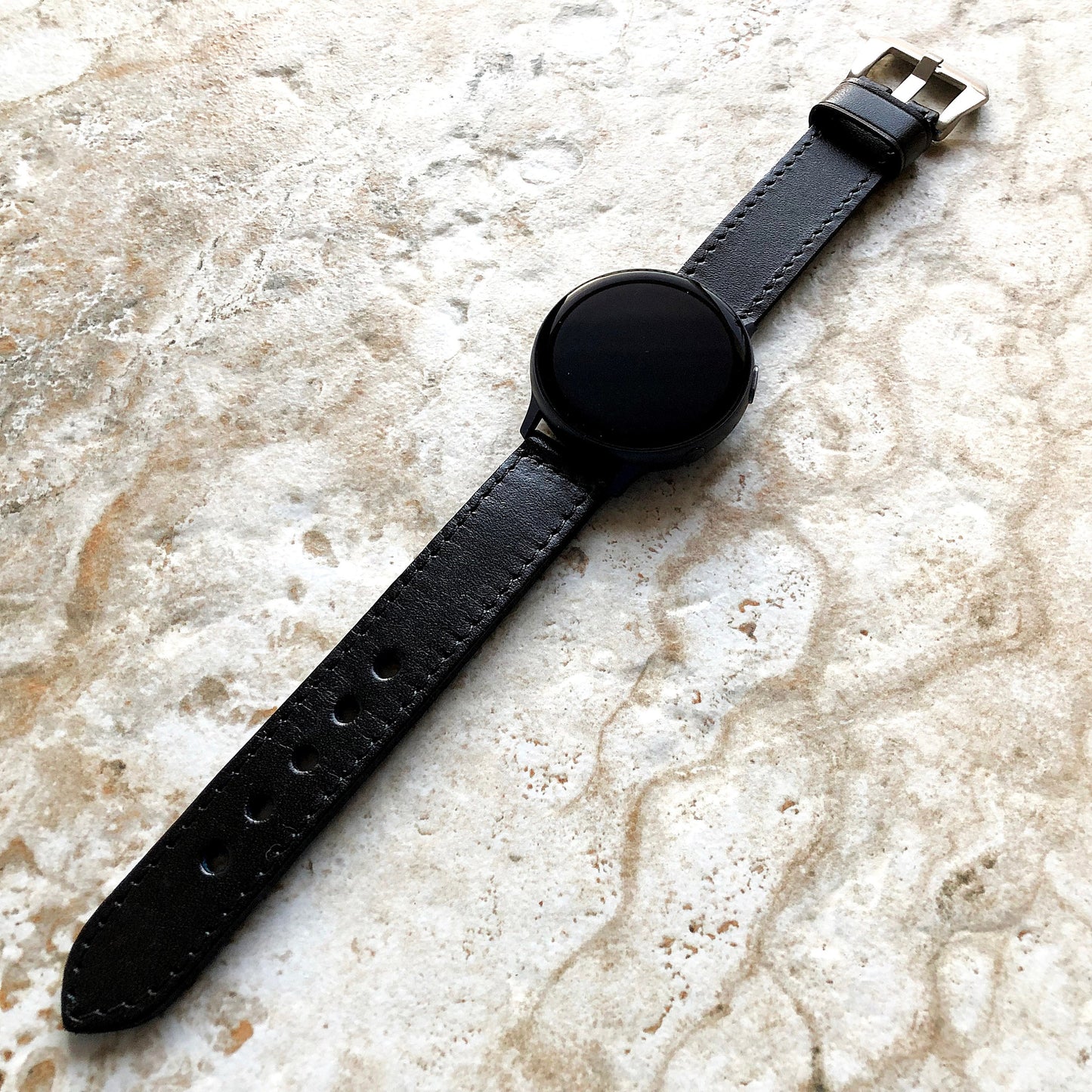 Black Color 20mm 22mm 24mm Width Handmade Double Sided Stitched Premium Genuine Leather Watch Band Strap Kit for Watches - Pins Buckle Tool