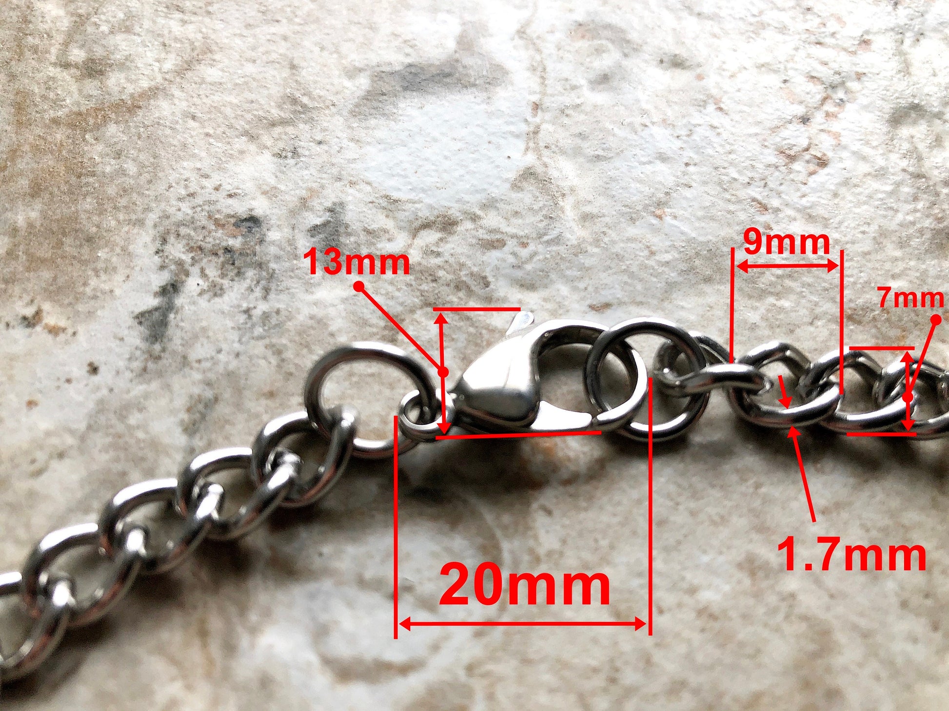 9mm x 7mm x 1.7mm Silver Shiny Color Stainless Steel Curb Chains Necklace Unisex Customisable Size Jewelry Tarnish Resistant Very Strong