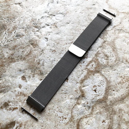 Garmin Silver Color Band Compatible for Forerunner 55 165 245 645 Music Models Smartwatch Stainless Steel Milanese Mesh Quick Release - B20