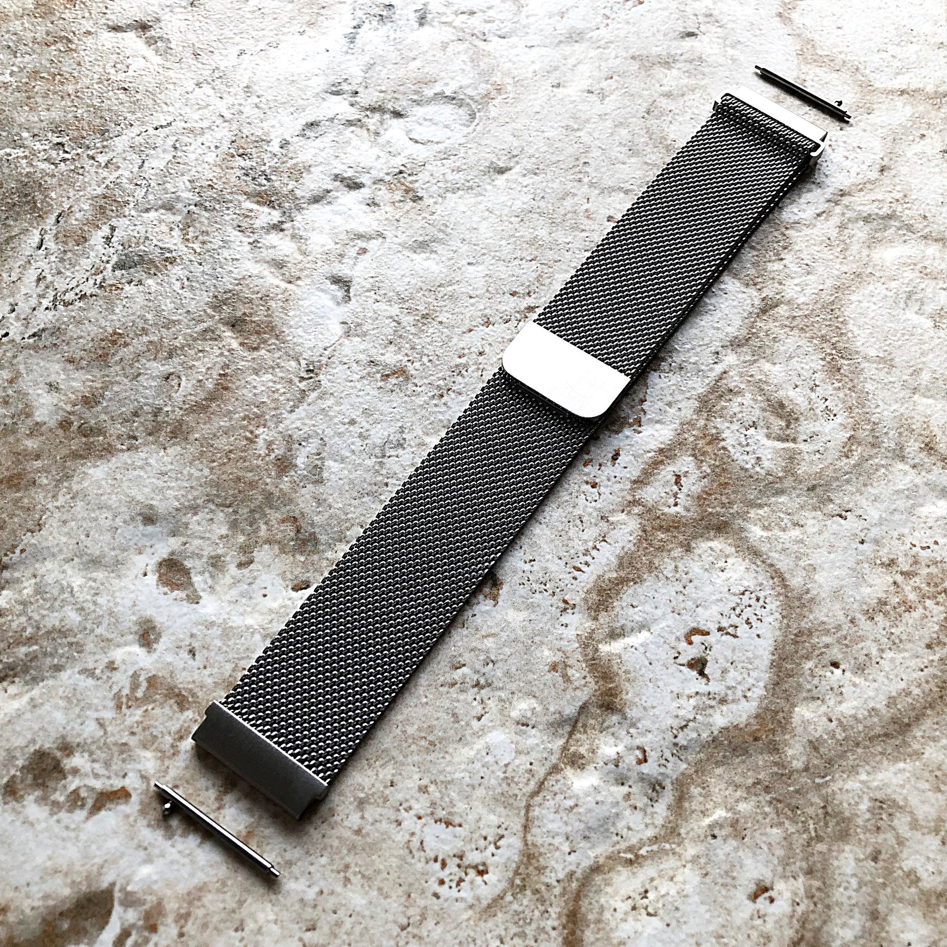 Garmin Silver Color Band Compatible with Vivoactive 5 3 and Music (Verizon) too Models Smartwatch Stainless Steel Milanese Mesh Strap - B20