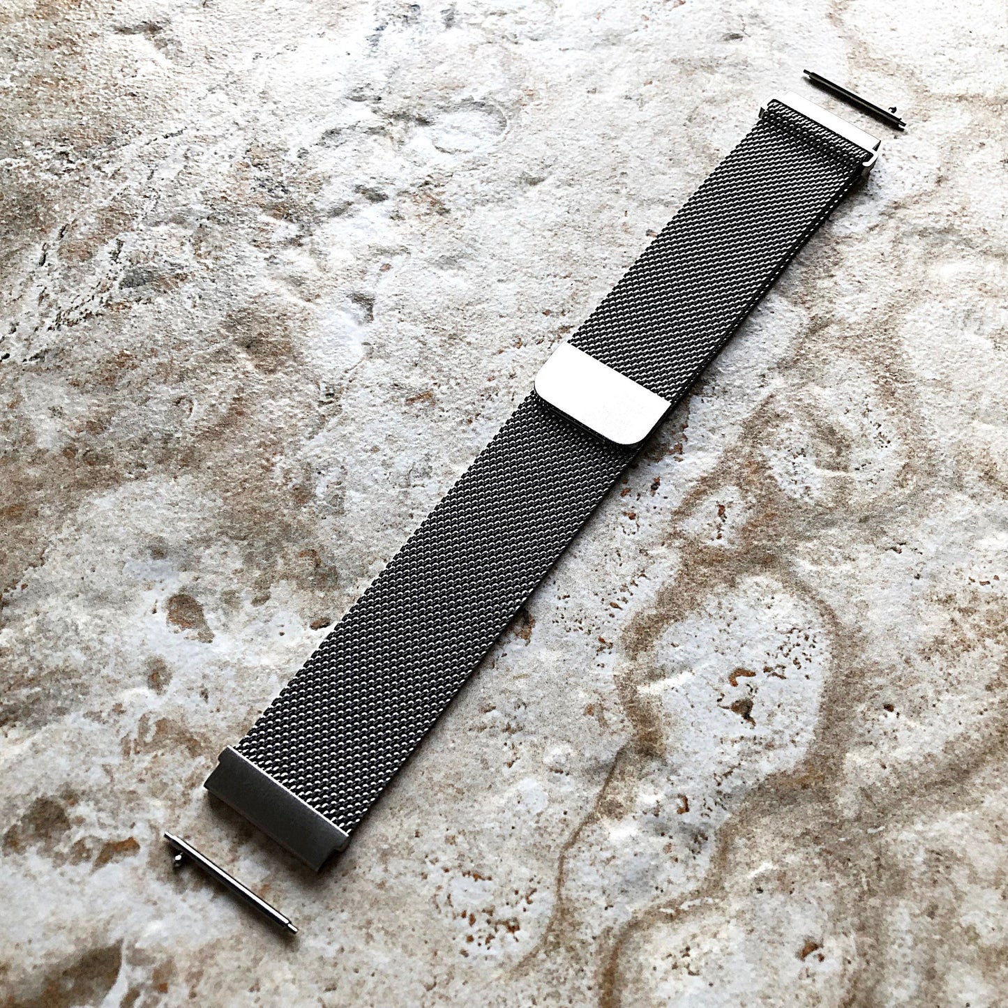 Silver Color Band Compatible with Garmin D2 Air X10 Venu 2 Plus Venu Sq 2 Music Smartwatch Stainless Steel Milanese Mesh Quick Release -B20