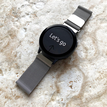 Garmin Silver Color Band Compatible with Vivoactive 5 3 and Music (Verizon) too Models Smartwatch Stainless Steel Milanese Mesh Strap - B20