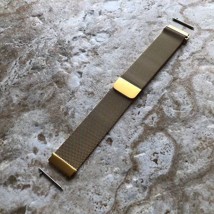Garmin Gold Color Band Compatible with Forerunner 55 165 245 645 Music Models Smartwatch Stainless Steel Milanese Mesh Quick Release - B20