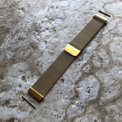 Gold Color Band Compatible with Garmin Venu 2 Plus D2 Air X10 & Venu Sq 2 Music Smartwatch Stainless Steel Milanese Mesh Quick Release - B20