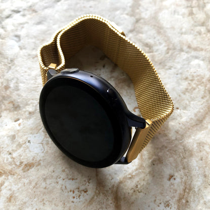 Garmin Gold Color Band Compatible with Forerunner 55 165 245 645 Music Models Smartwatch Stainless Steel Milanese Mesh Quick Release - B20