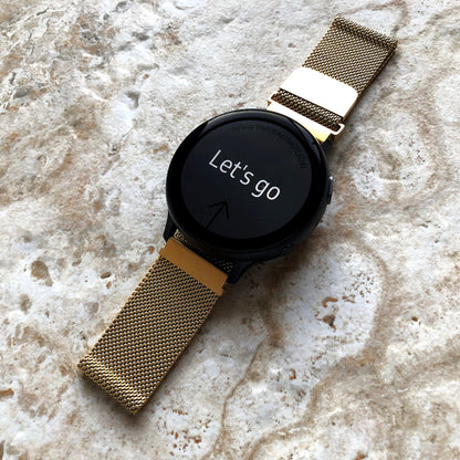 Garmin Gold Color Band Compatible with Vivoactive 5 3 and Music (Verizon) too Smartwatch Stainless Steel Milanese Mesh Strap - B20