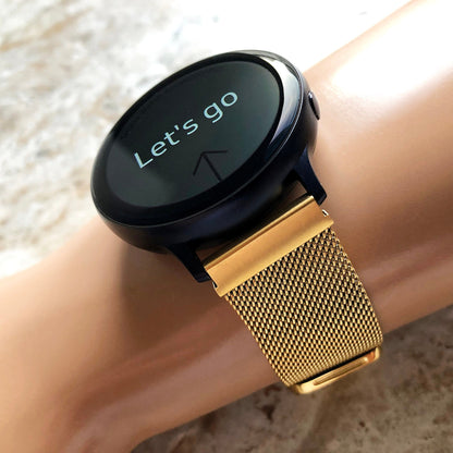 Gold Color Band Compatible with Garmin Venu 2 Plus D2 Air X10 & Venu Sq 2 Music Smartwatch Stainless Steel Milanese Mesh Quick Release - B20