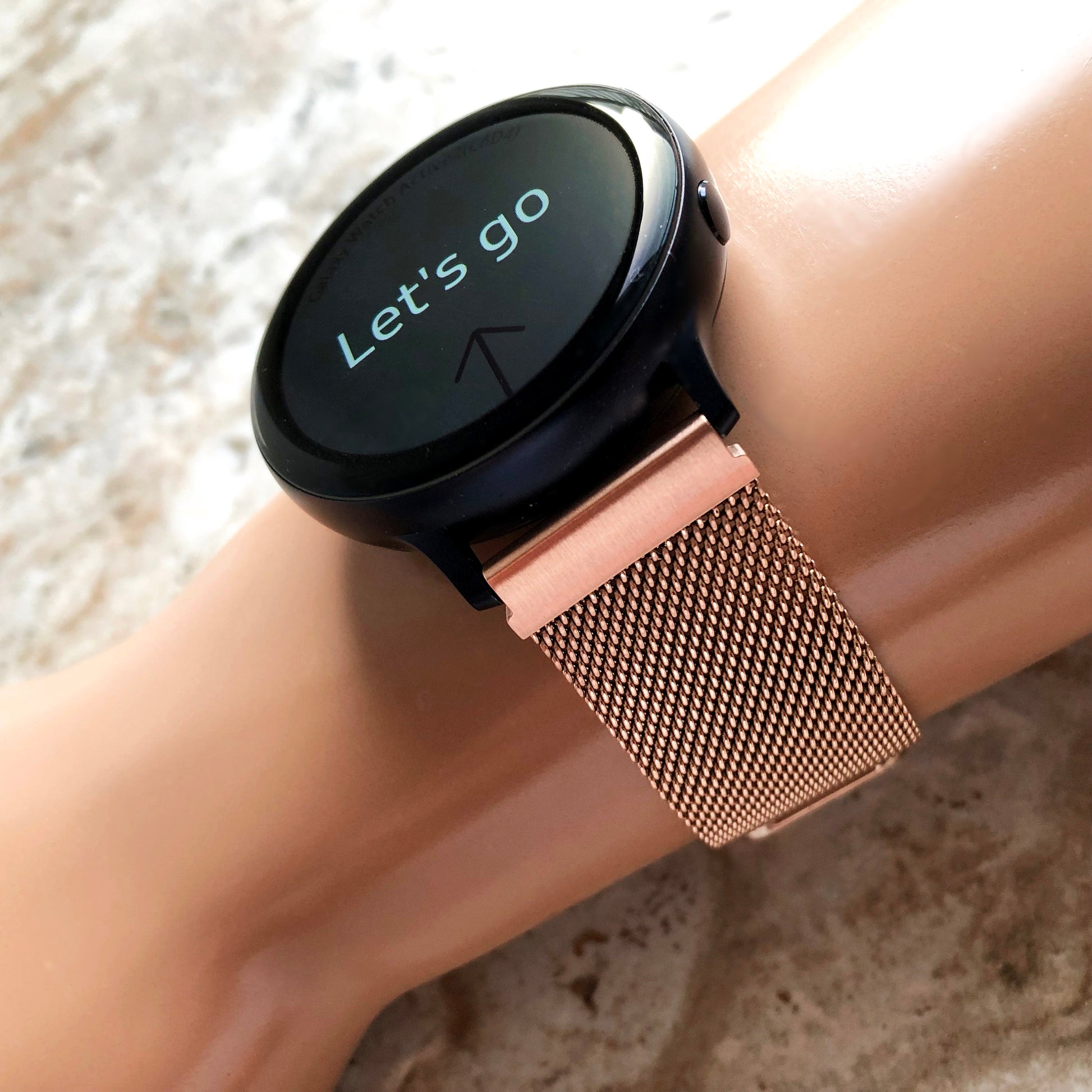Rose Gold Color Band Compatible with Garmin D2 Air X10 Venu 2 Plus Venu Sq 2 Music Stainless Steel Milanese Mesh Strap Quick Release -B20