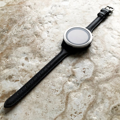 Black Elegant Slim Band Compatible with Garmin D2 Air X10 Venu 2 Plus Venu Sq 2 Music Leather with Stitches Wrist Strap Quick Release B20