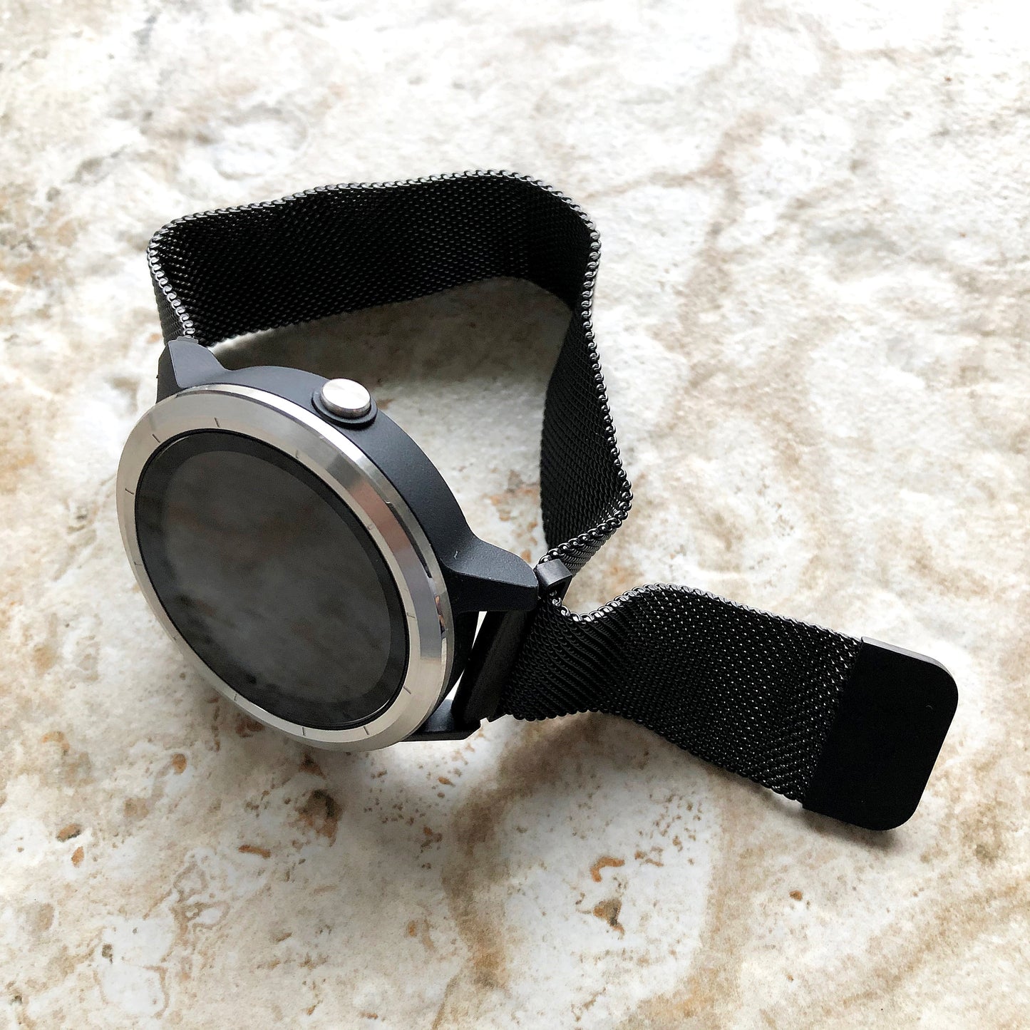 Black Color Band Compatible with Garmin D2 Air X10 Venu 2 Plus Venu Sq 2 Music Smartwatch Stainless Steel Milanese Mesh Quick Release -B20