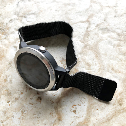 Black Color Band Compatible with Garmin D2 Air X10 Venu 2 Plus Venu Sq 2 Music Smartwatch Stainless Steel Milanese Mesh Quick Release -B20