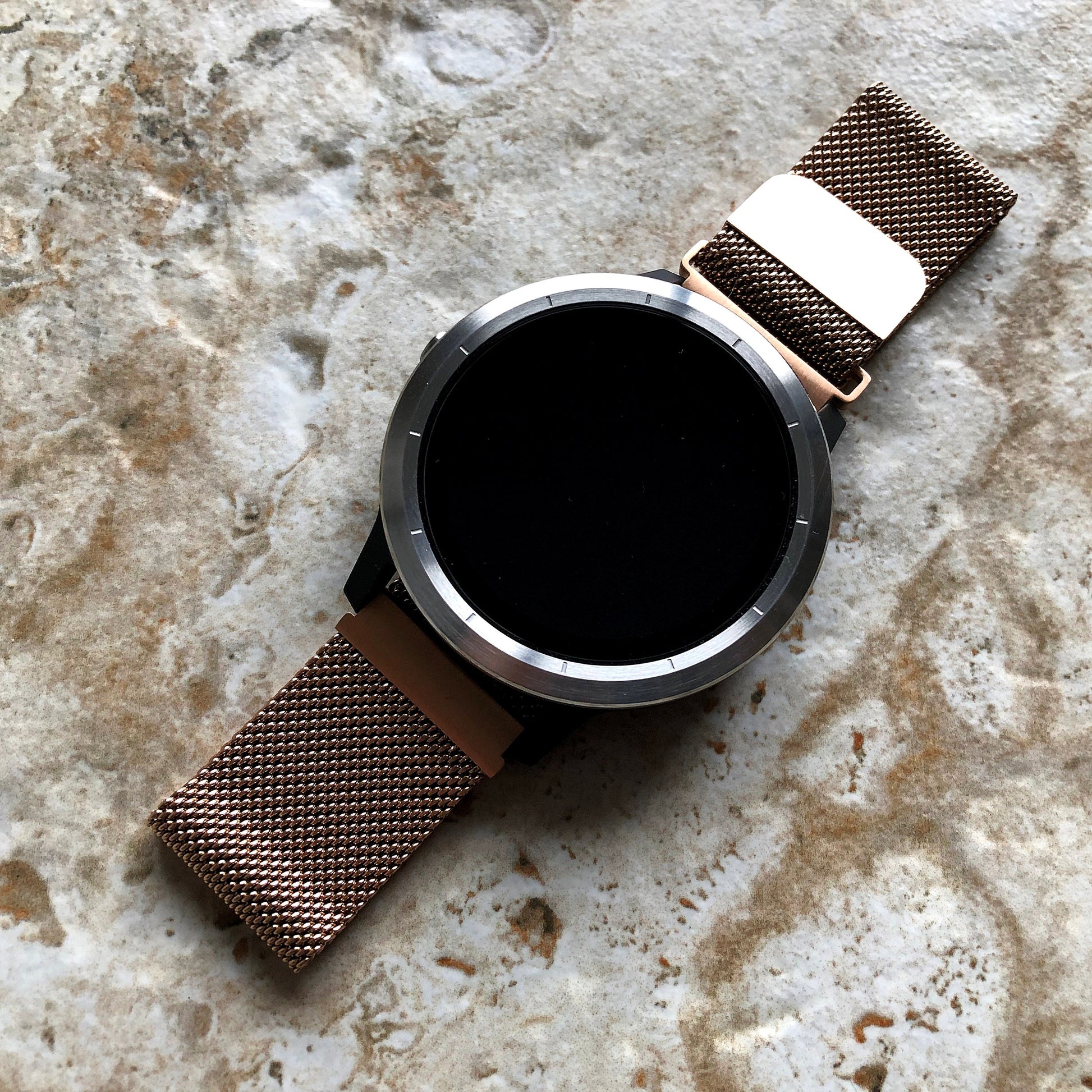 Rose Gold Color Band Compatible with Samsung Galaxy Watch 3 Active 2 40mm 41mm 42mm 44mm Case Stainless Steel Milanese Mesh Quick ReleaseN20