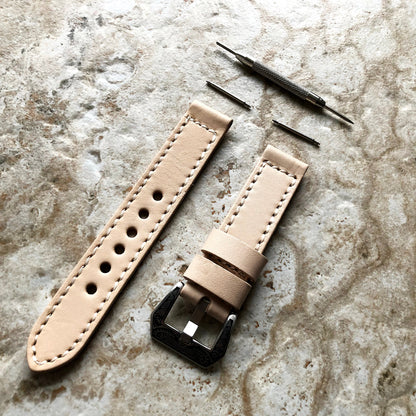 Garmin Veggie Tanned Leather Band for Vivomove 3, HR, Trend Luxe Sport Style Models Bracelet with Stitches Wristband Strap Pins Tool B20
