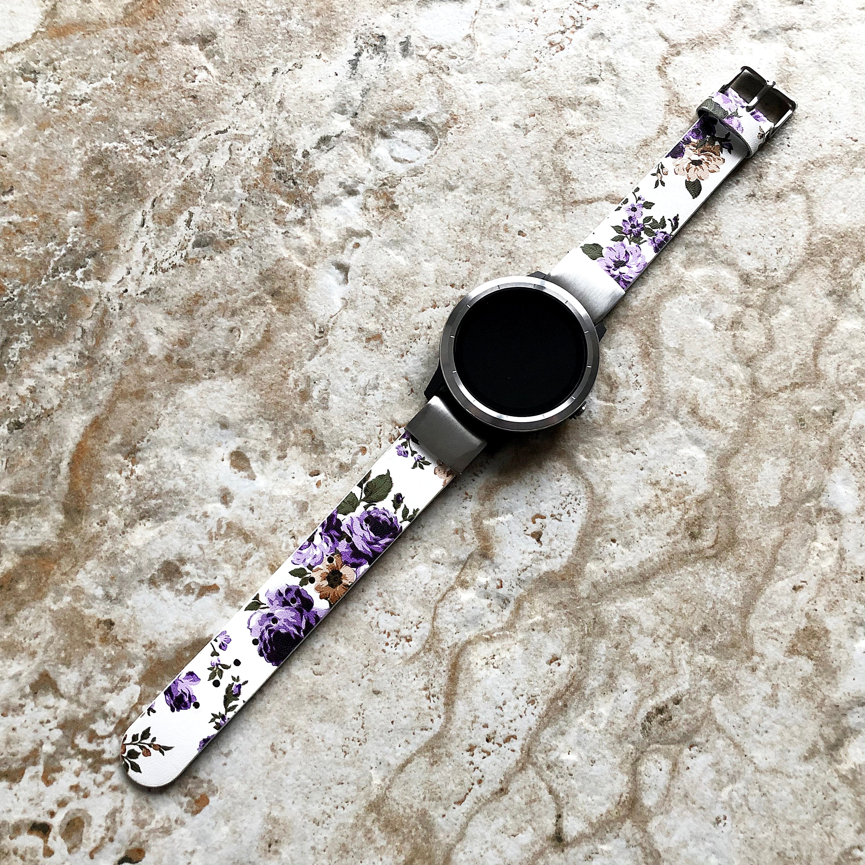 Garmin Purple Floral FL4 Band for epix Pro Gen 2 42mm and fenix 6S Pro 5S fenix 5S Plus Leather Bracelet Quick Fit Watch Strap A20B18