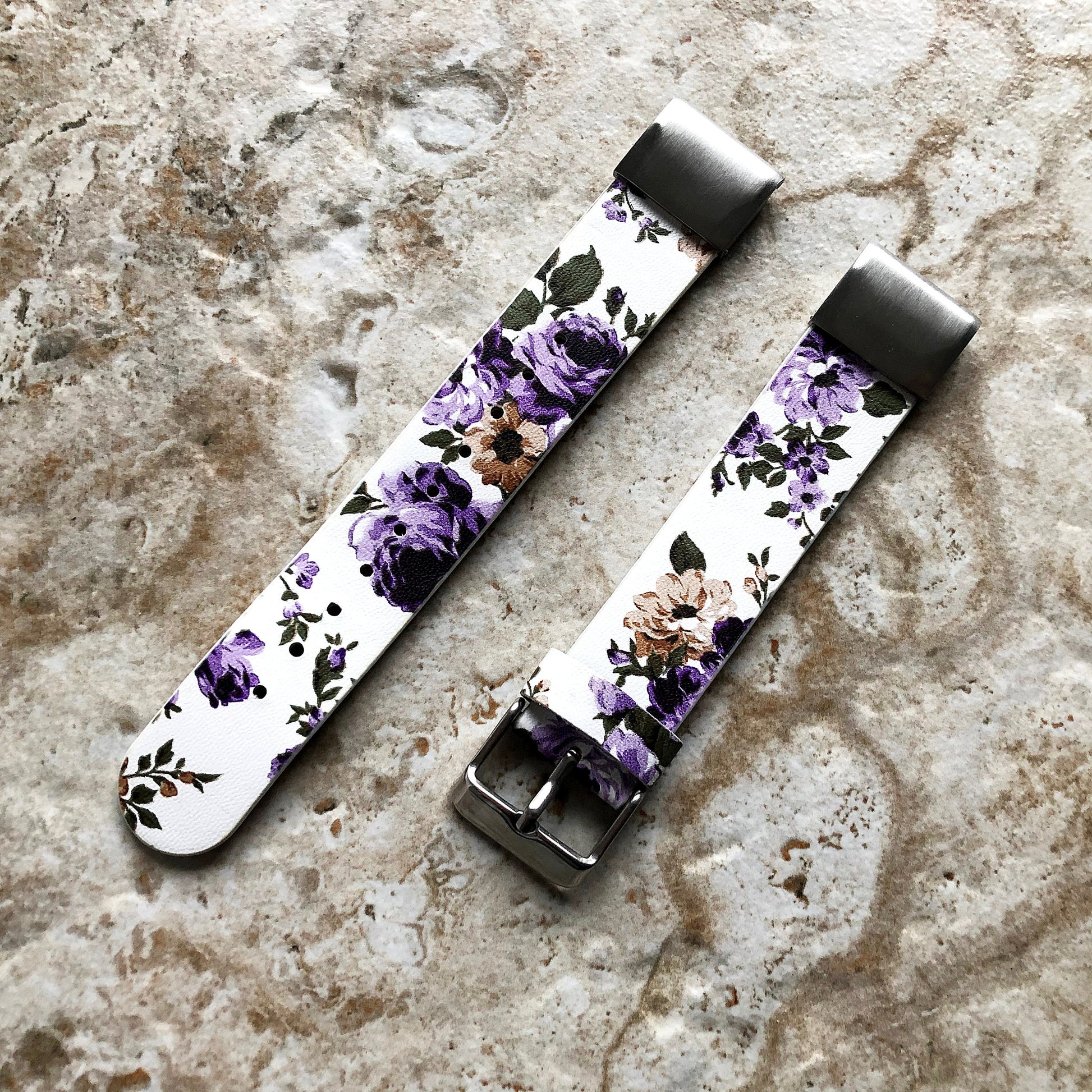 Garmin Purple Floral FL-4 Bands Compatible with fenix 8 43mm 7S Pro Solar Sapphire fenix 6S Pro Leather Strap Quick Fit Watch Bands A20-B18