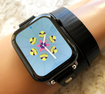 Apple Black Color Triple Wrap Around Wrist Leather Band for iWatch All Series Edition 38mm 40mm 41mm 42mm 44mm 45mm 49mm Case Bracelet Strap
