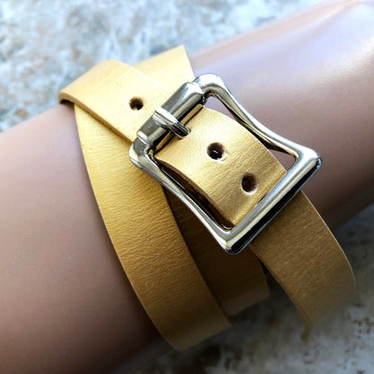 Apple Gold Color Triple Wrap Around Wrist Leather Band for iWatch Ultra 2 49mm and 9 8 Series 41mm 45mm Case Handmade Bracelet Strap