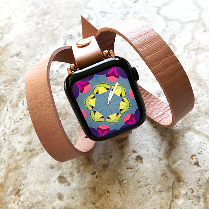 Apple Rose Gold Color Triple Wrap Around Wrist Leather Band for iWatch Ultra 2 49mm and 9 8 Series 41mm 45mm Case Edition Bracelet Straps